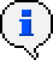Pixel-Art-Icon einer Sprechblase mit Info-Symbol
