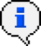 Pixel-Art-Icon einer Sprechblase mit Info-Symbol