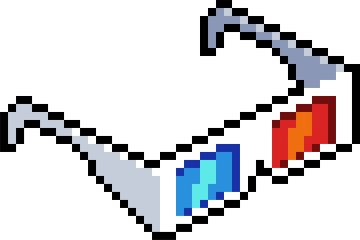 Pixel-Art-Icon einer 3D-Brille